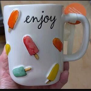 'enjoy' Popsicle Patterned Ceramic Mug in Summer Colors Rae Dunn By Magenta Doub
